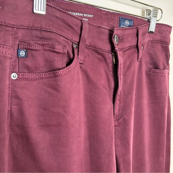 AG Adriano Goldschmied The Farrah High-Rise Skinny Jeans Maroon Size 27 - Picture 3 of 12